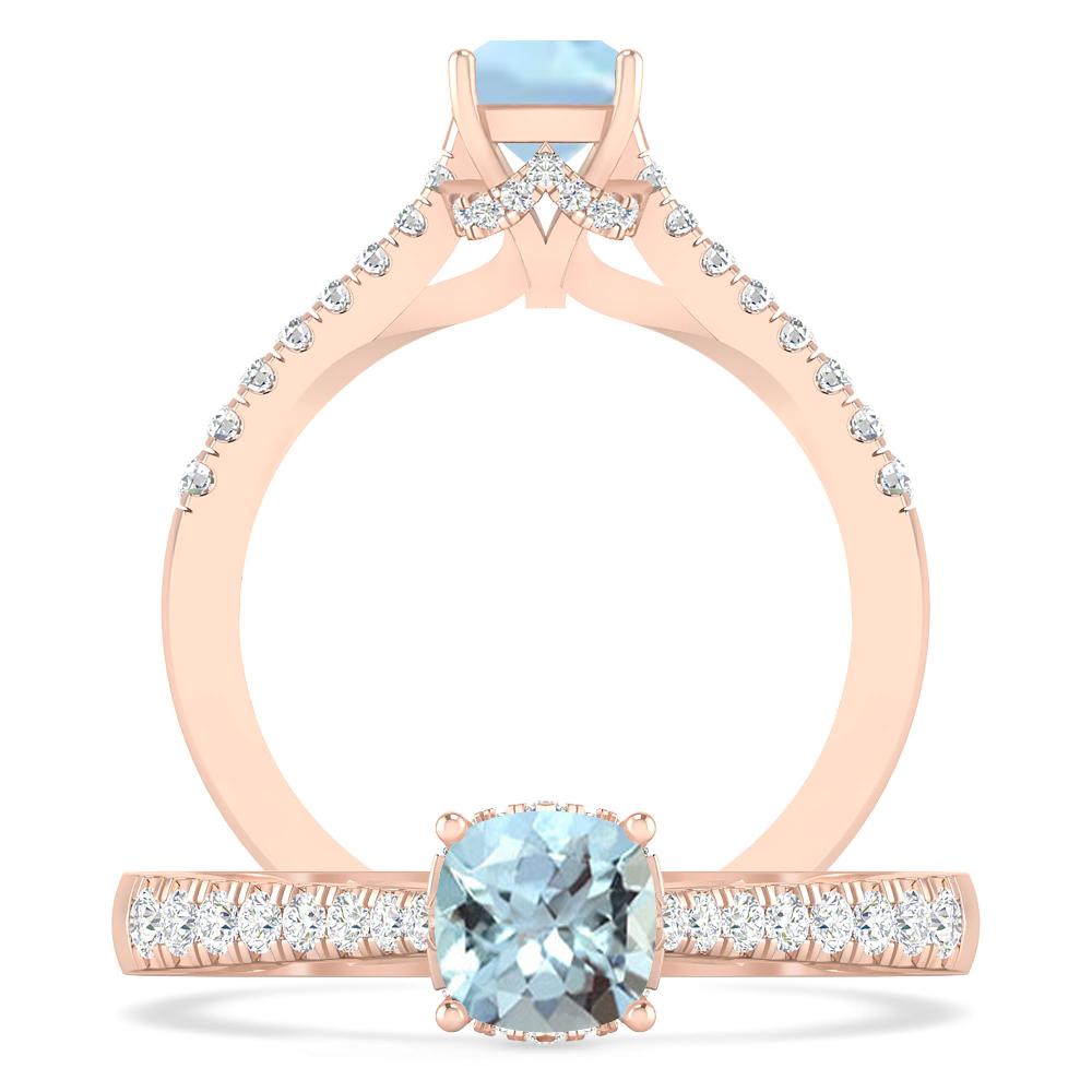 Rose Gold - Aquamarine