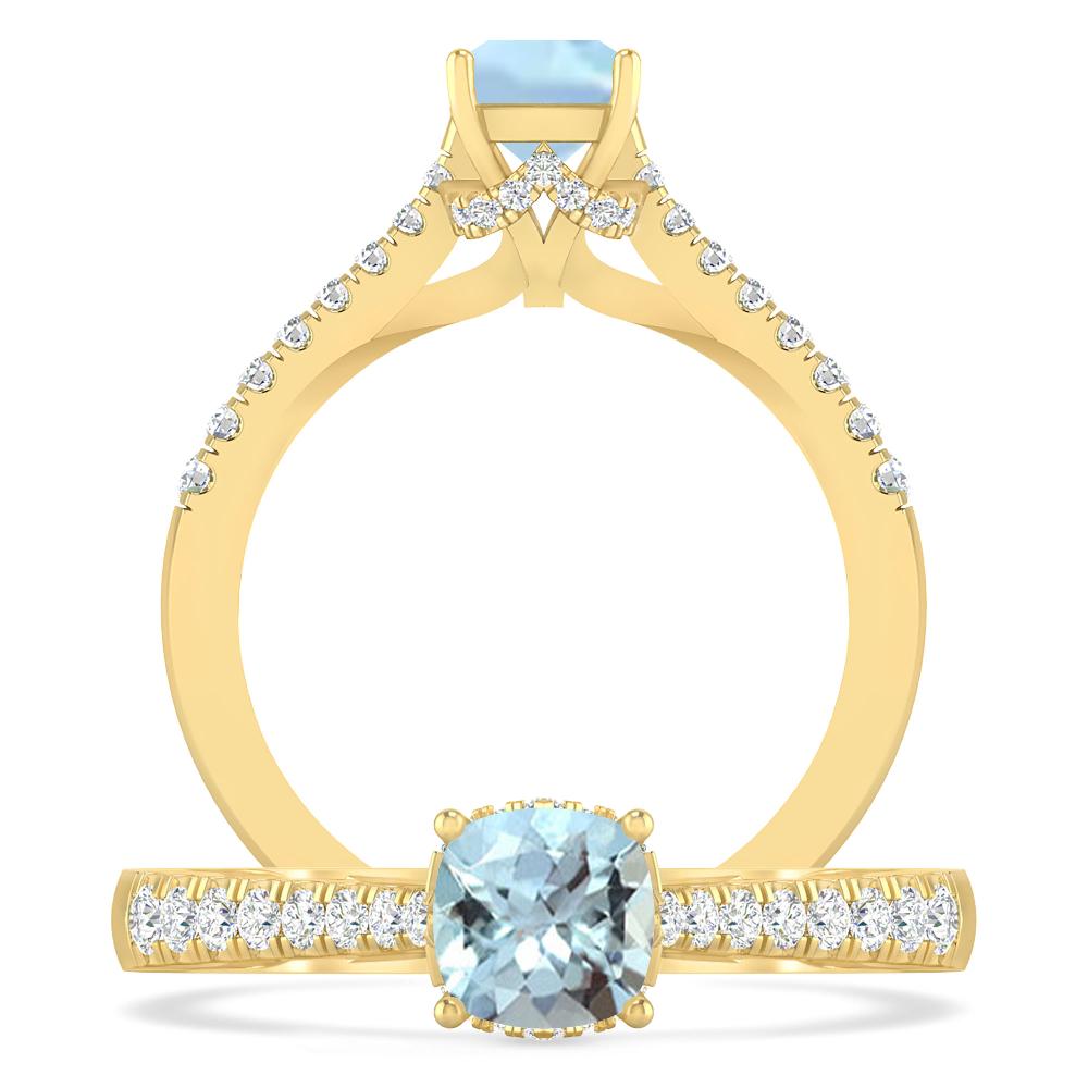 Yellow Gold - Aquamarine