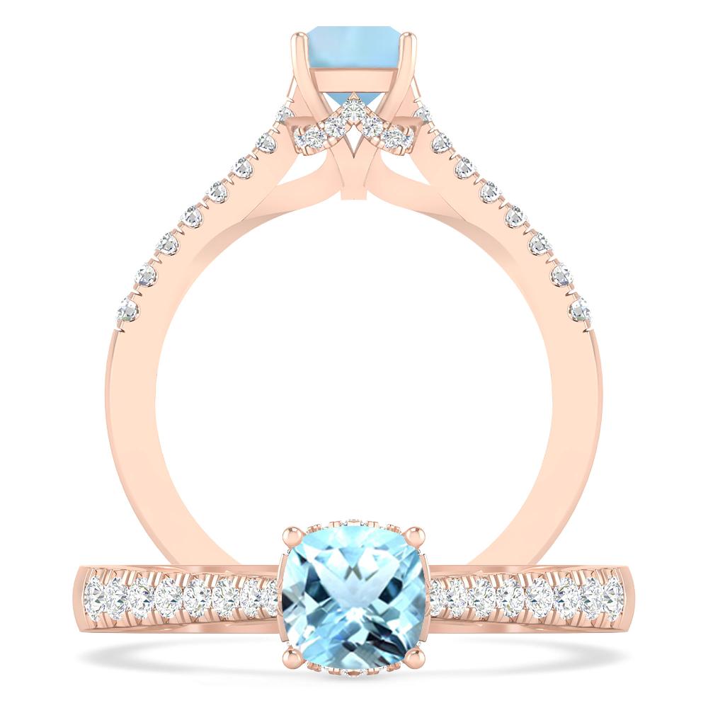 Rose Gold - Aquamarine