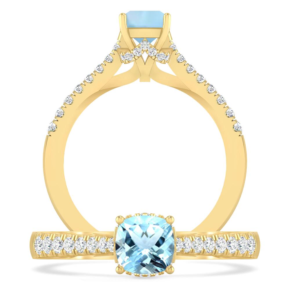 Yellow Gold - Aquamarine