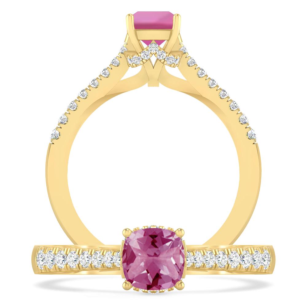 Yellow Gold - Pink Tourmaline