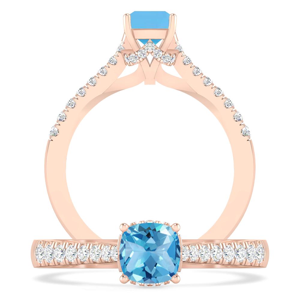 Rose Gold - Blue Topaz