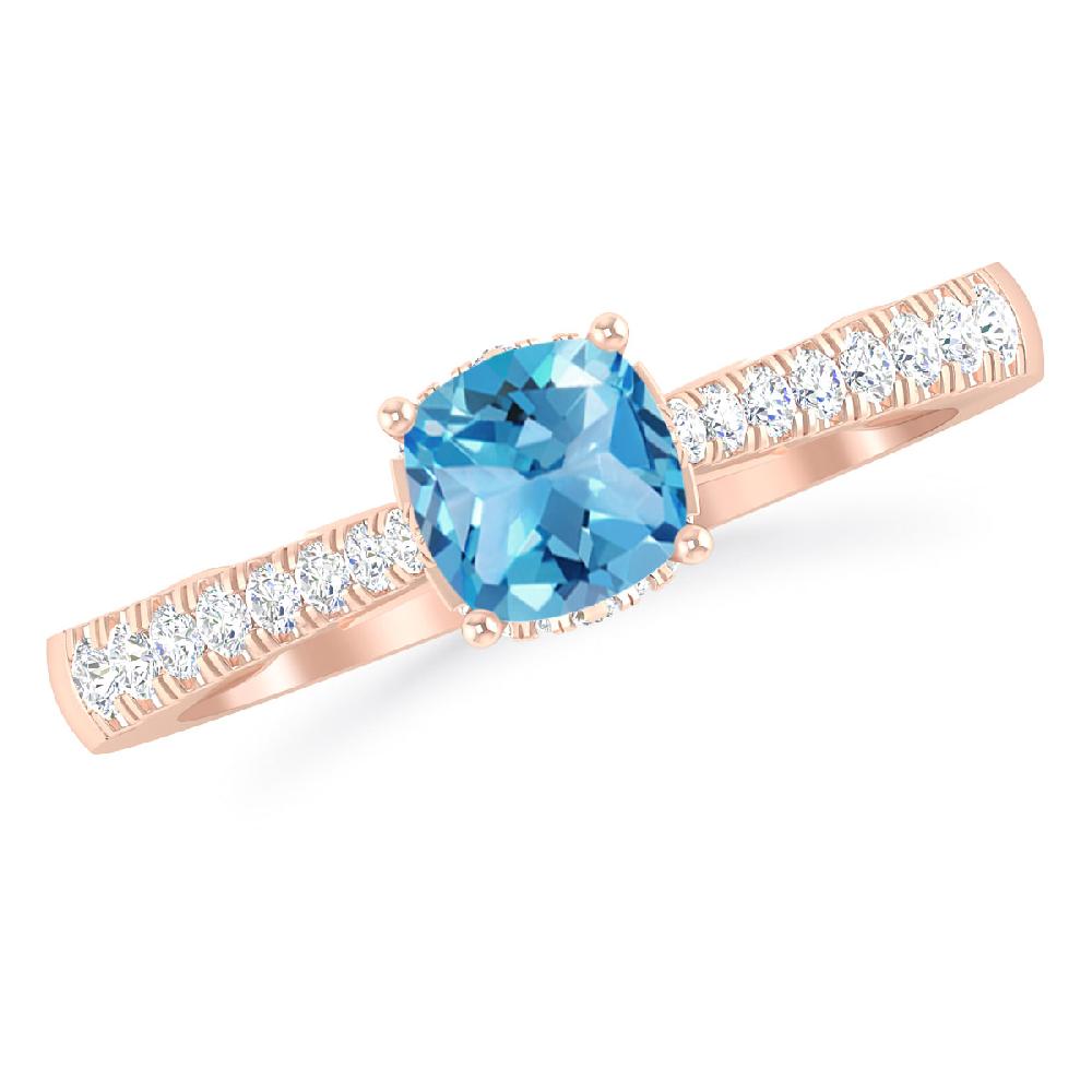 Rose Gold - Blue Topaz