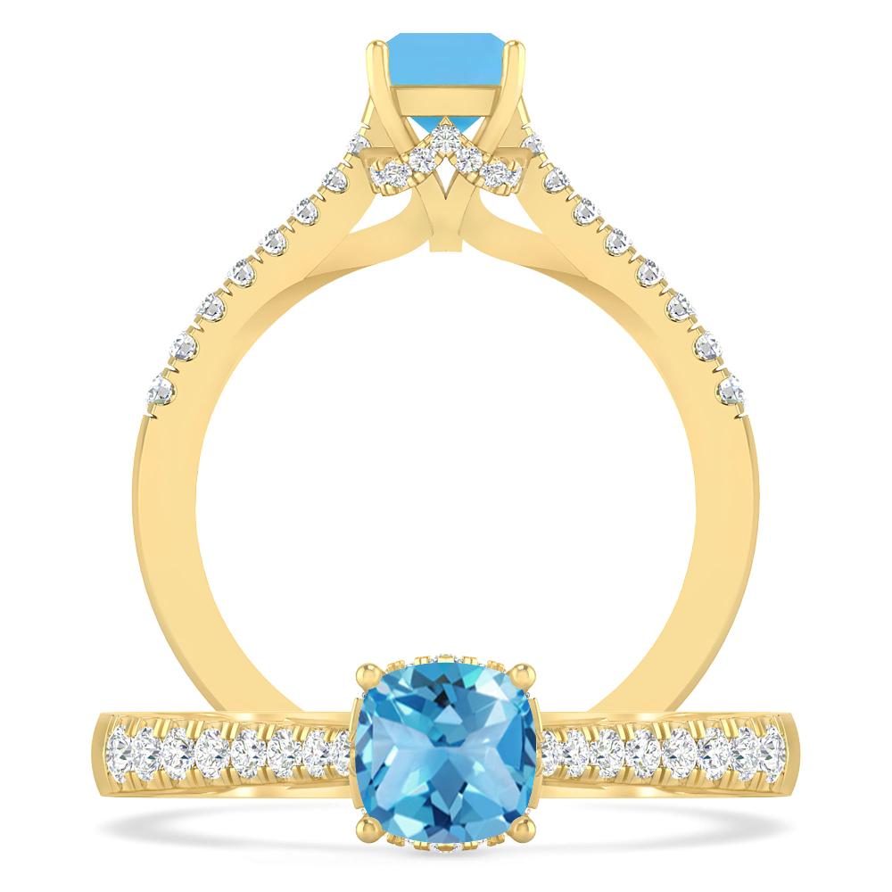 Yellow Gold - Blue Topaz