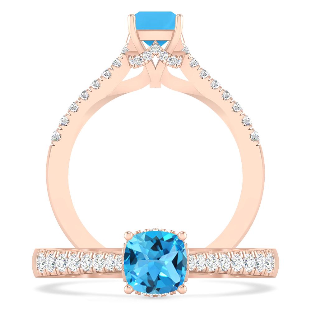 Rose Gold - Blue Topaz