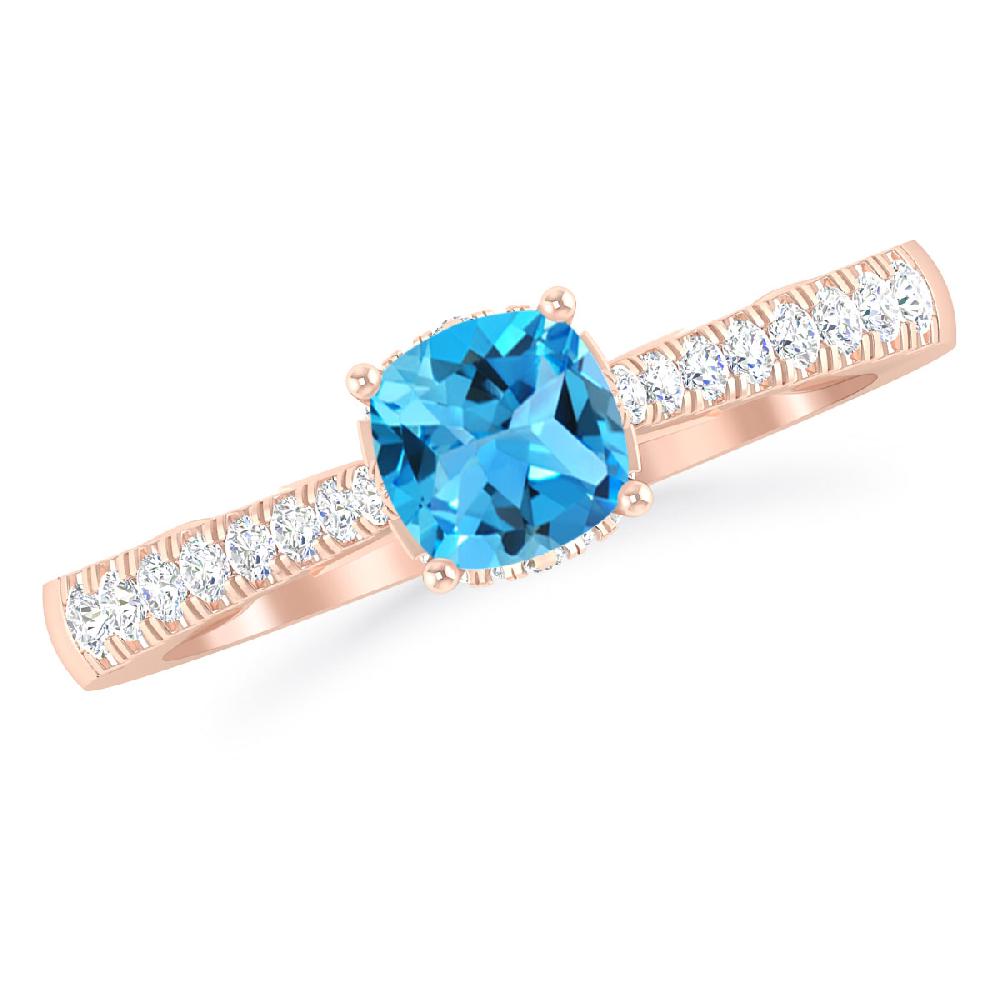 Rose Gold - Blue Topaz