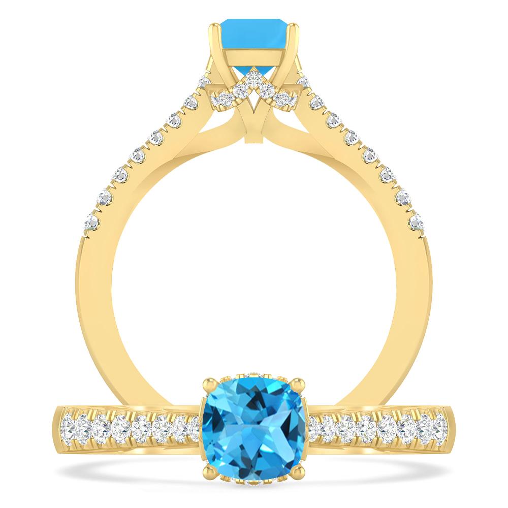 Yellow Gold - Blue Topaz