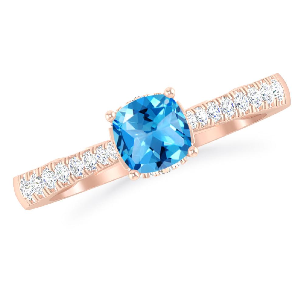 Rose Gold - Blue Topaz