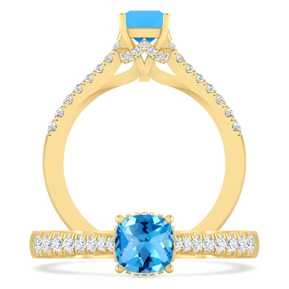 Yellow Gold - Blue Topaz