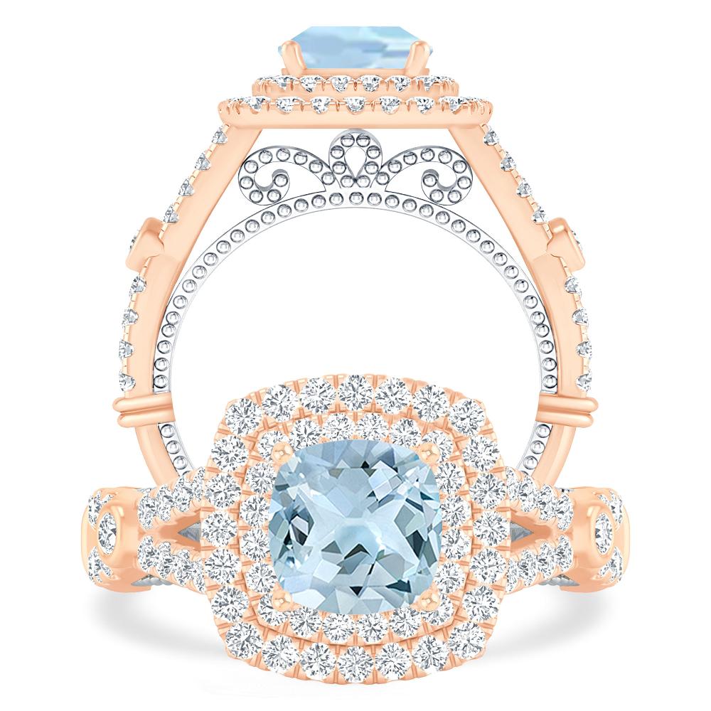 Rose Gold - Aquamarine