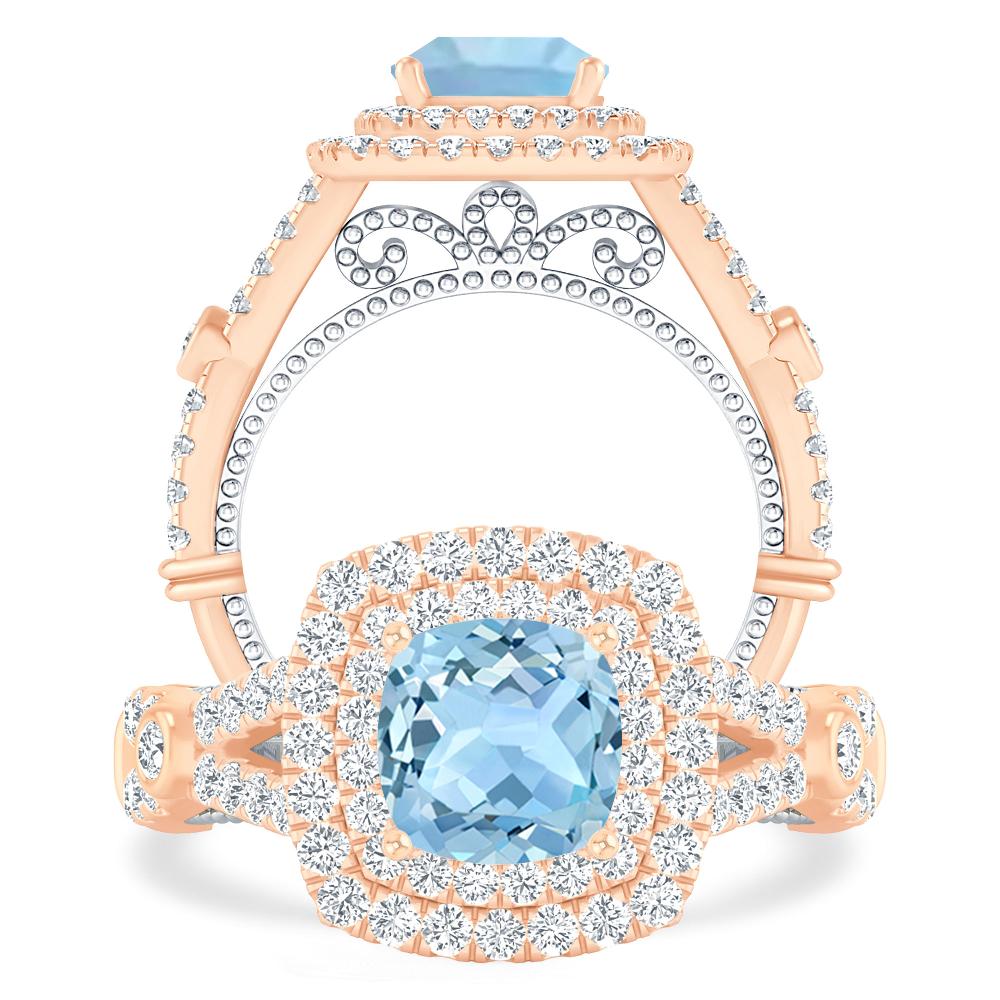 Rose Gold - Aquamarine