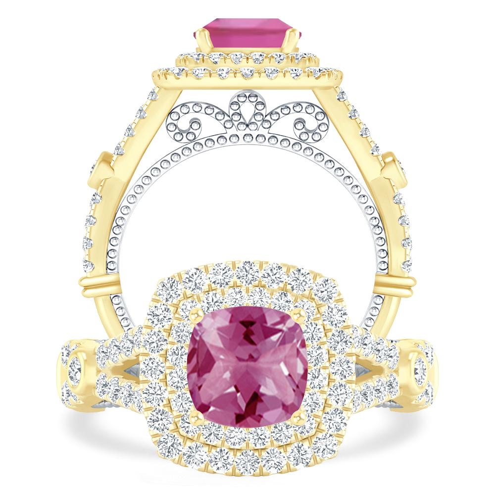 Yellow Gold - Pink Tourmaline