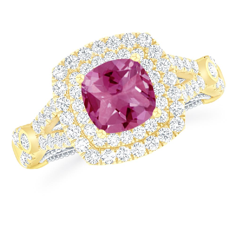 Yellow Gold - Pink Tourmaline