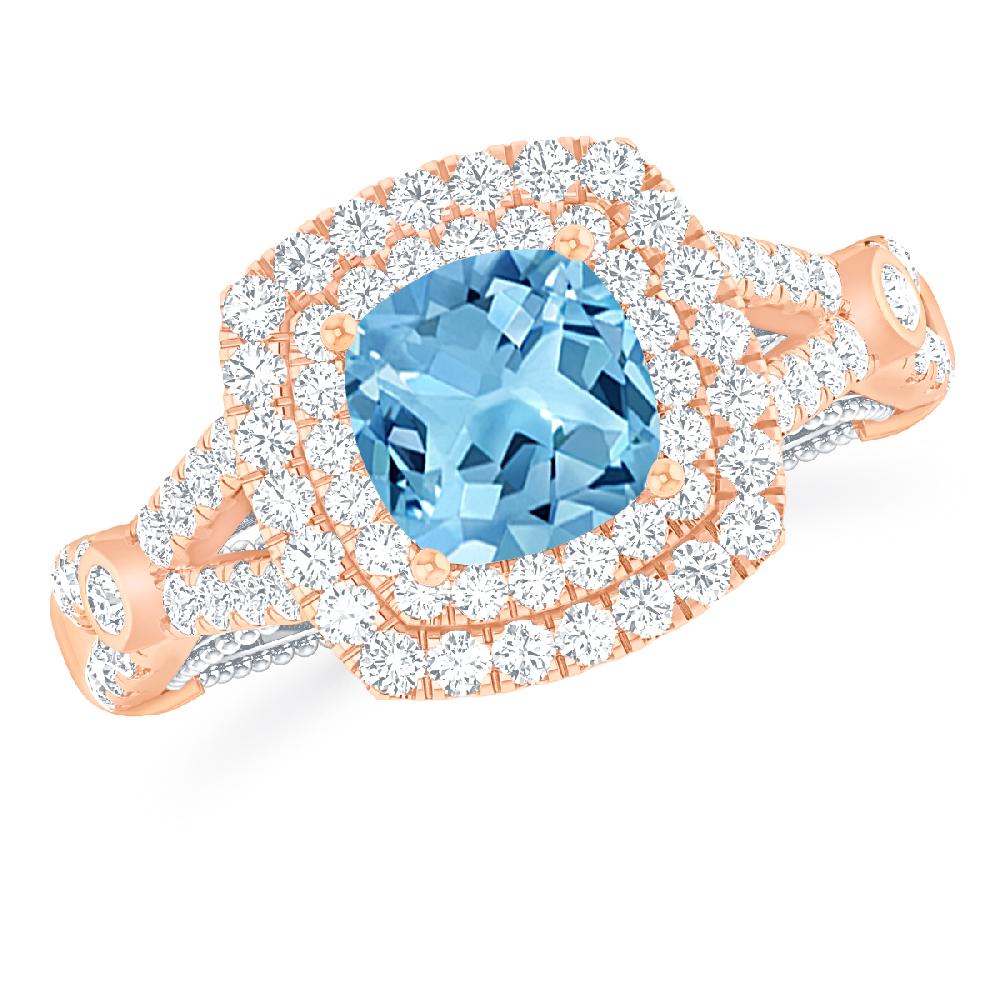 Rose Gold - Blue Topaz