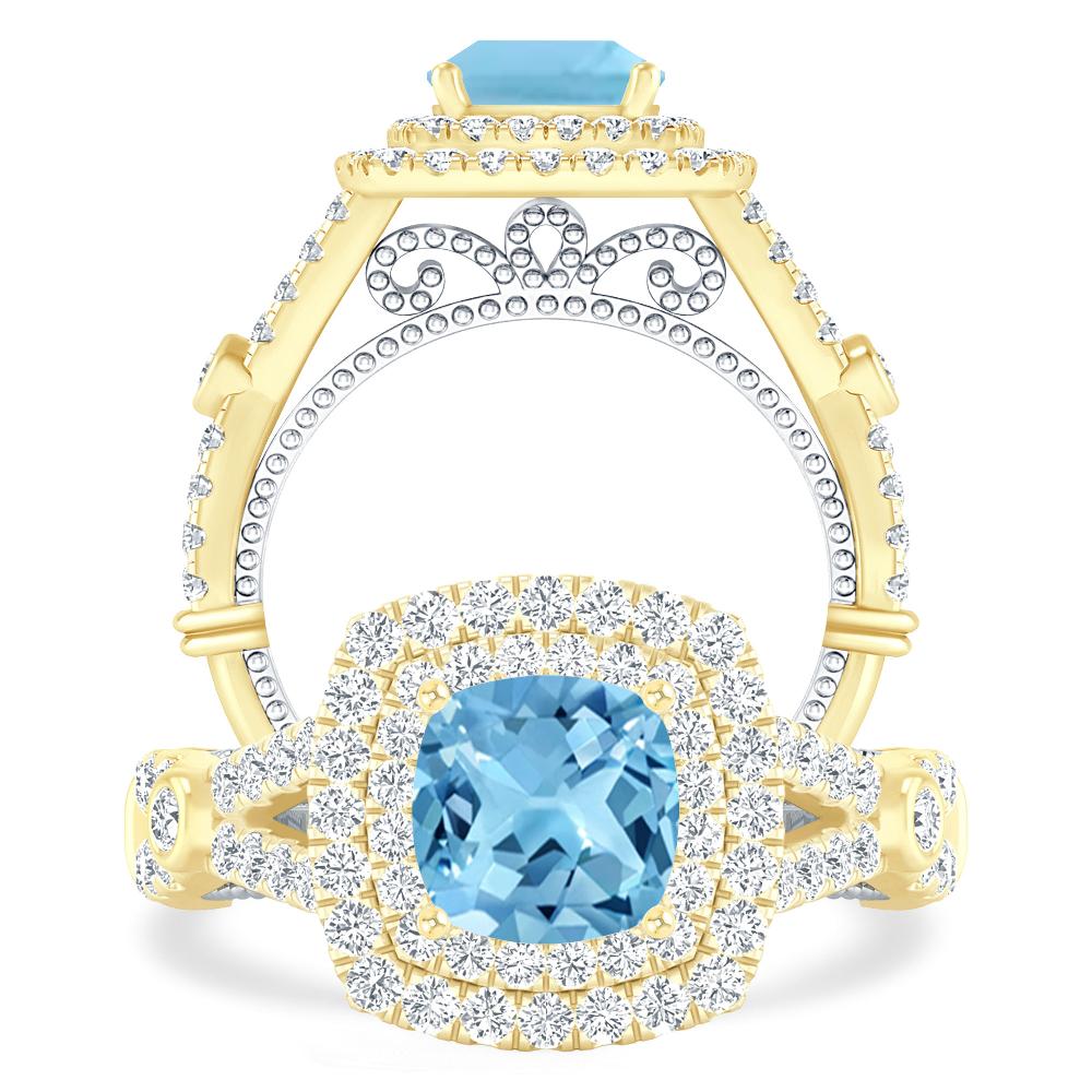 Yellow Gold - Blue Topaz