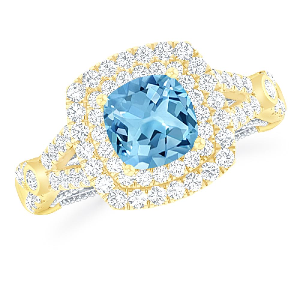 Yellow Gold - Blue Topaz