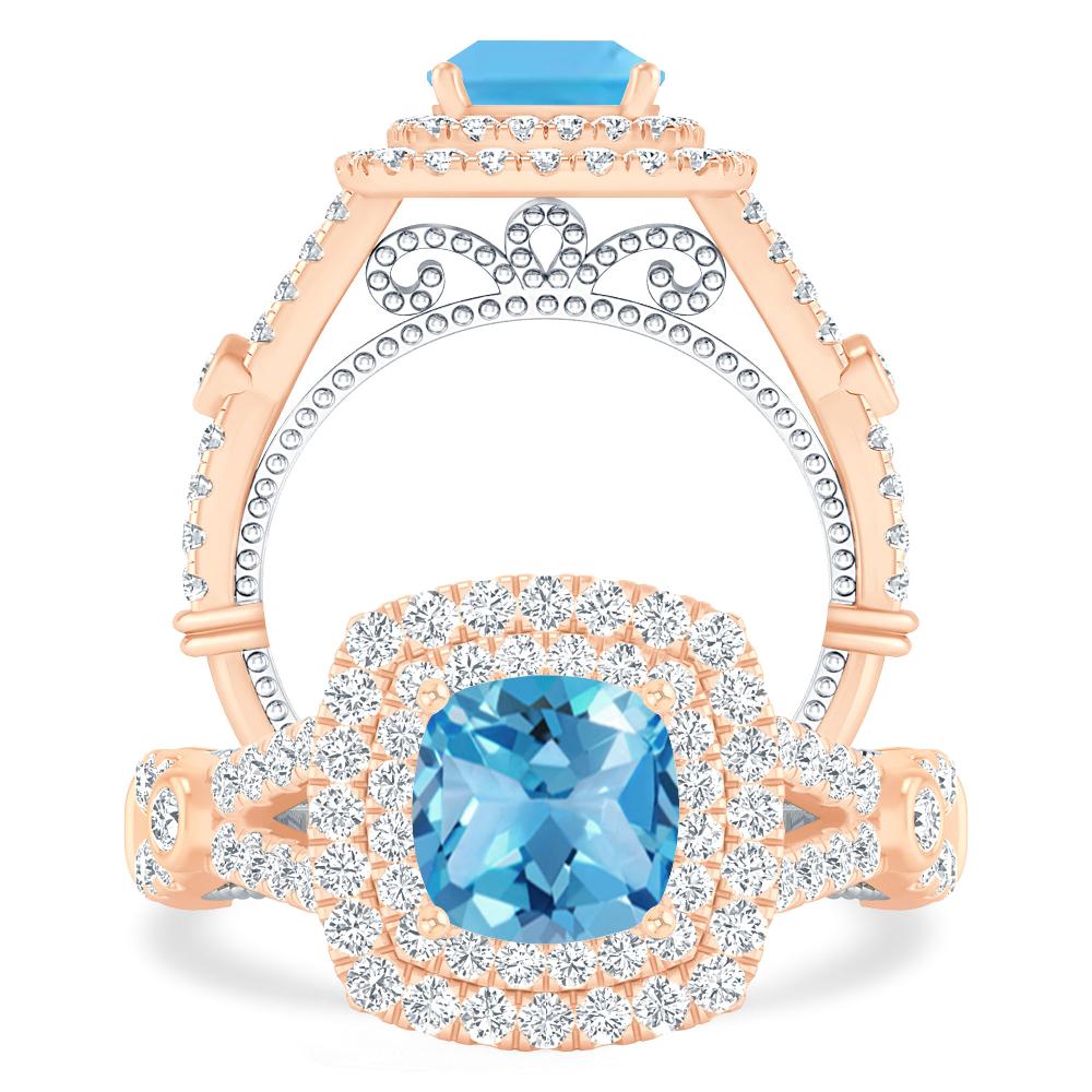 Rose Gold - Blue Topaz