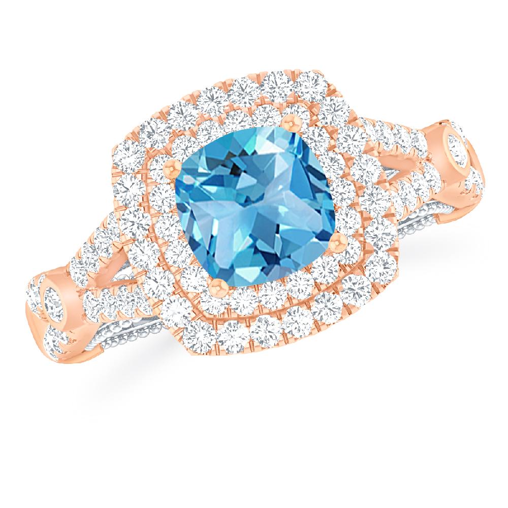 Rose Gold - Blue Topaz