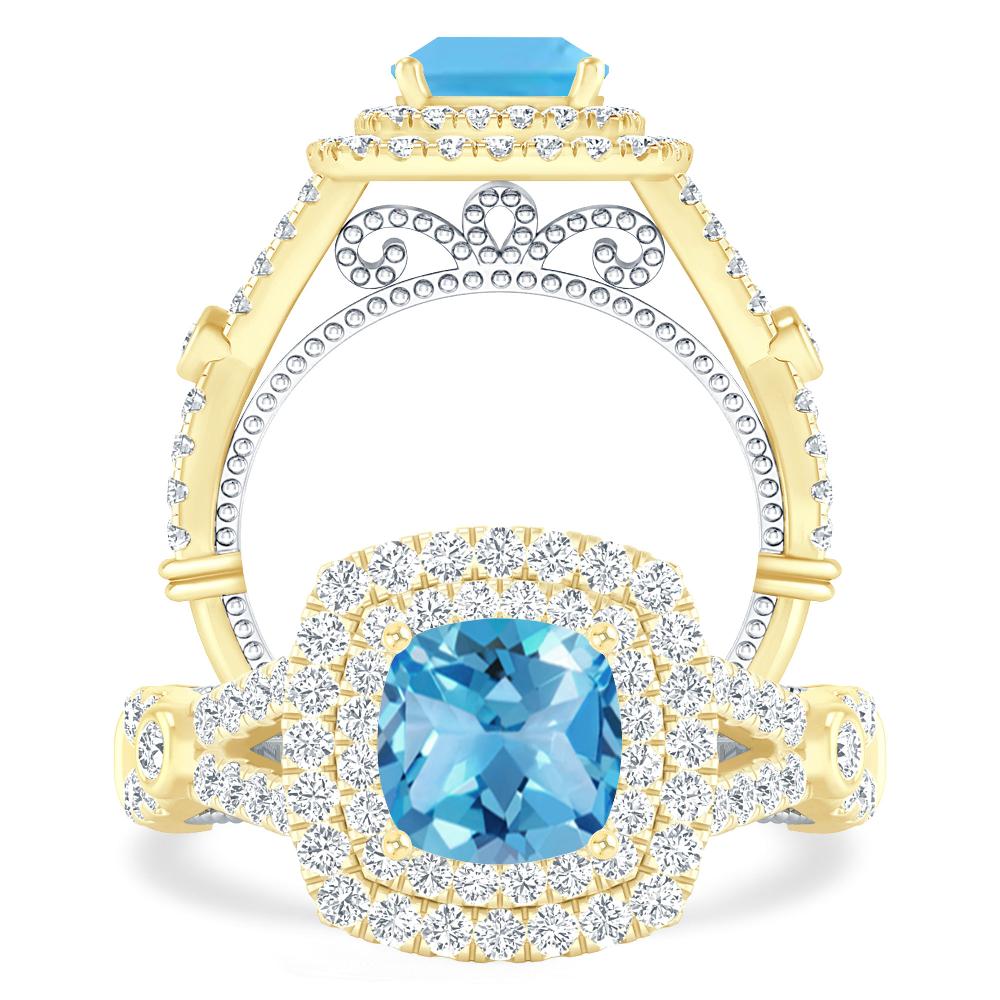 Yellow Gold - Blue Topaz