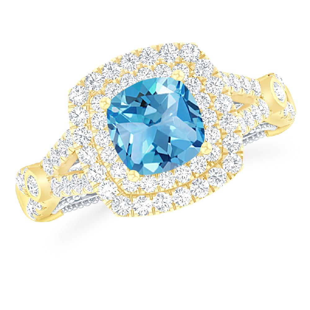 Yellow Gold - Blue Topaz