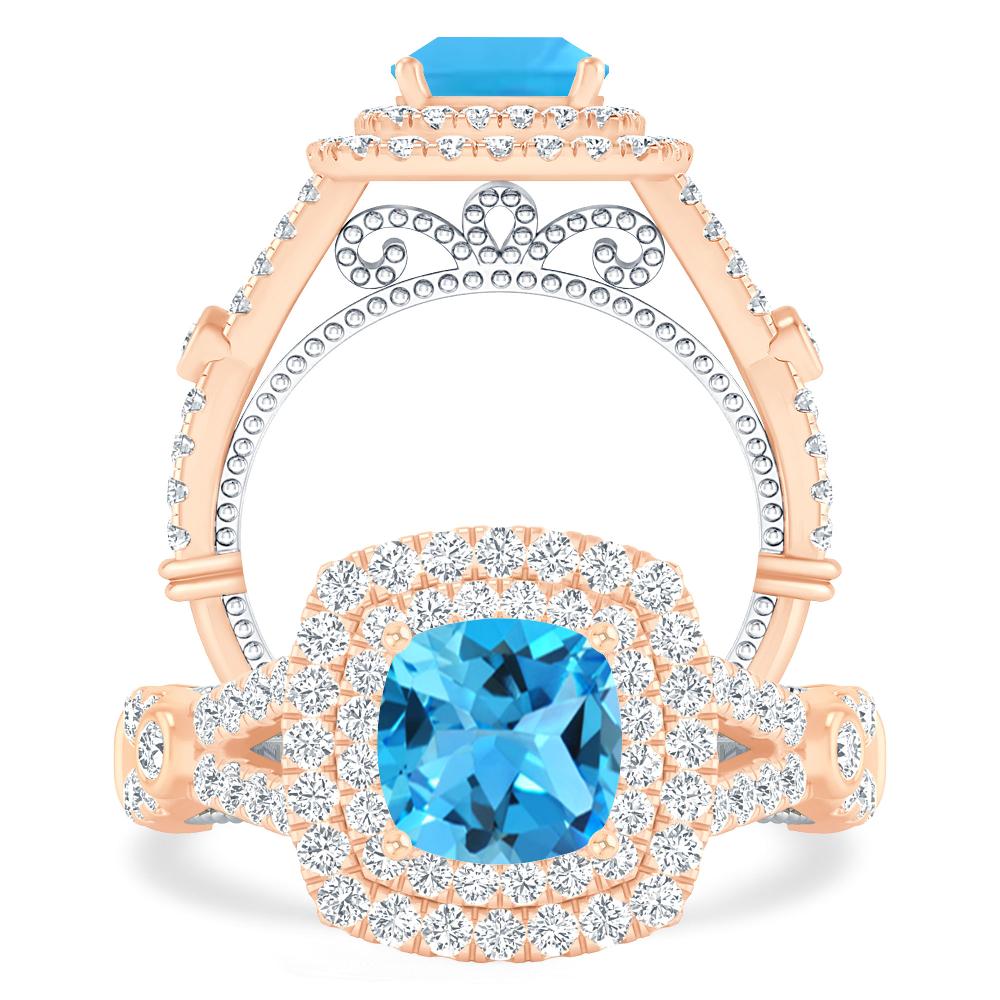 Rose Gold - Blue Topaz