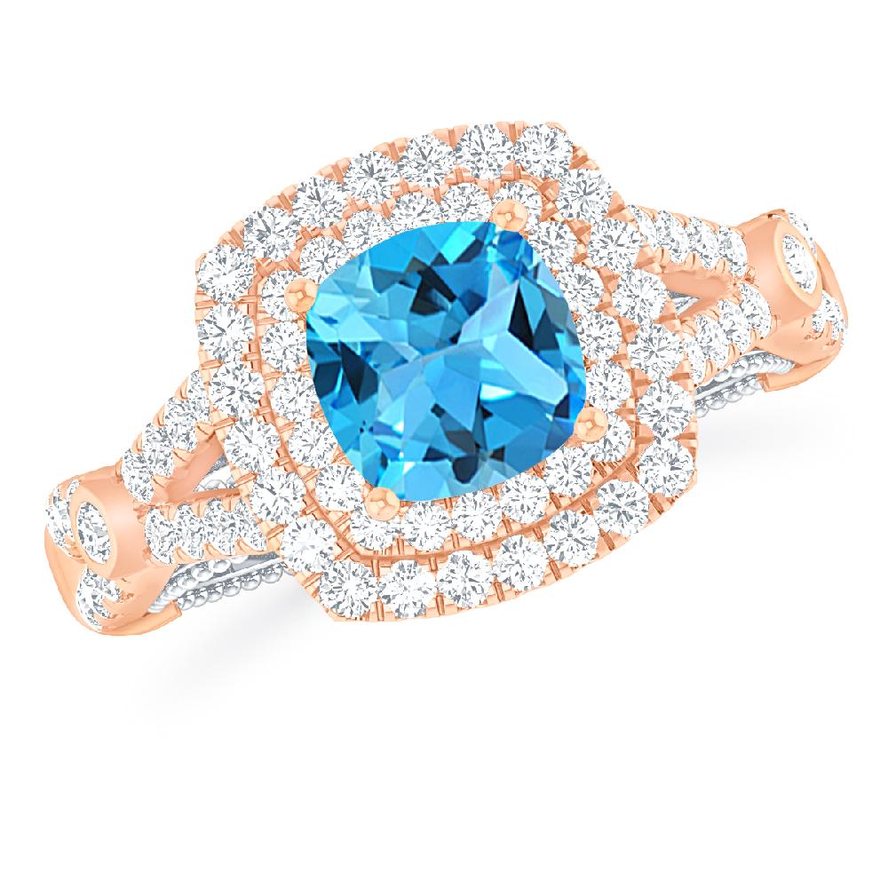 Rose Gold - Blue Topaz