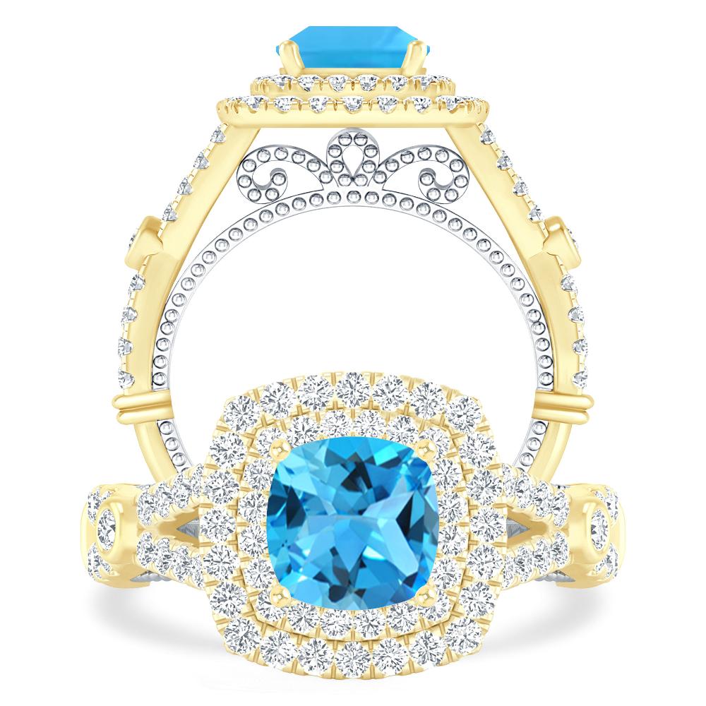 Yellow Gold - Blue Topaz