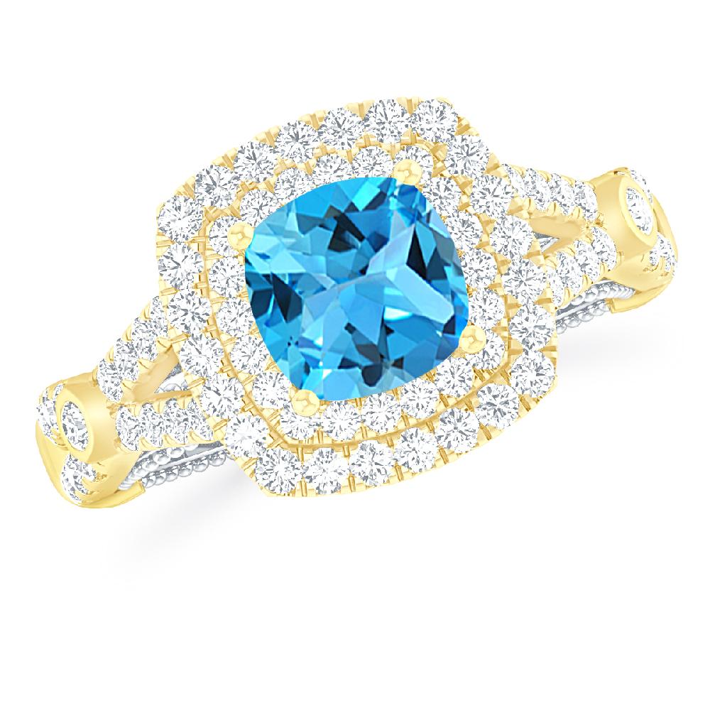 Yellow Gold - Blue Topaz