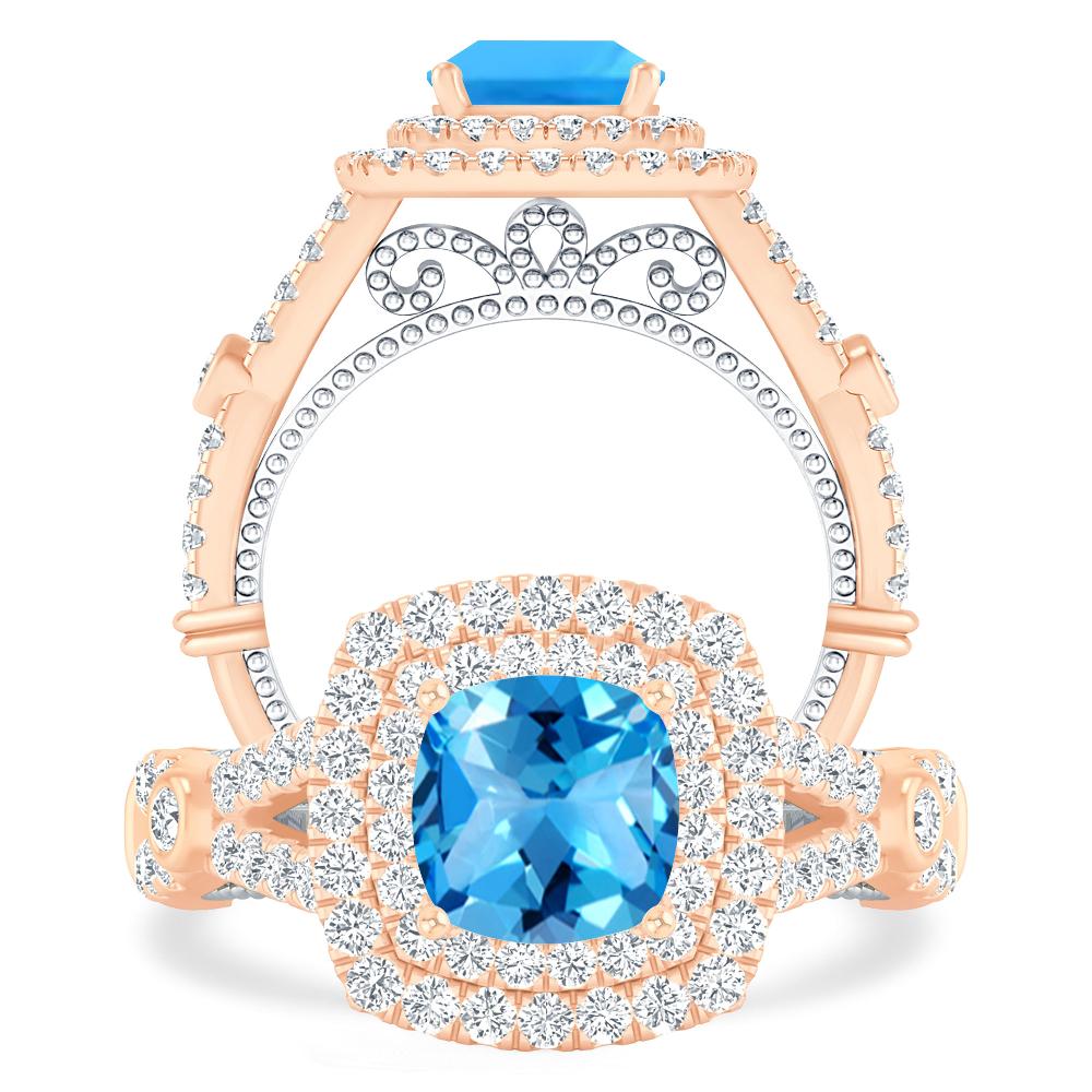 Rose Gold - Blue Topaz