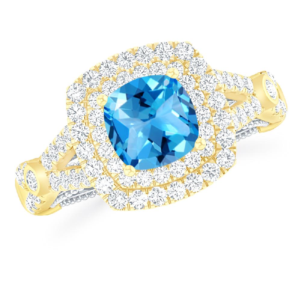 Yellow Gold - Blue Topaz