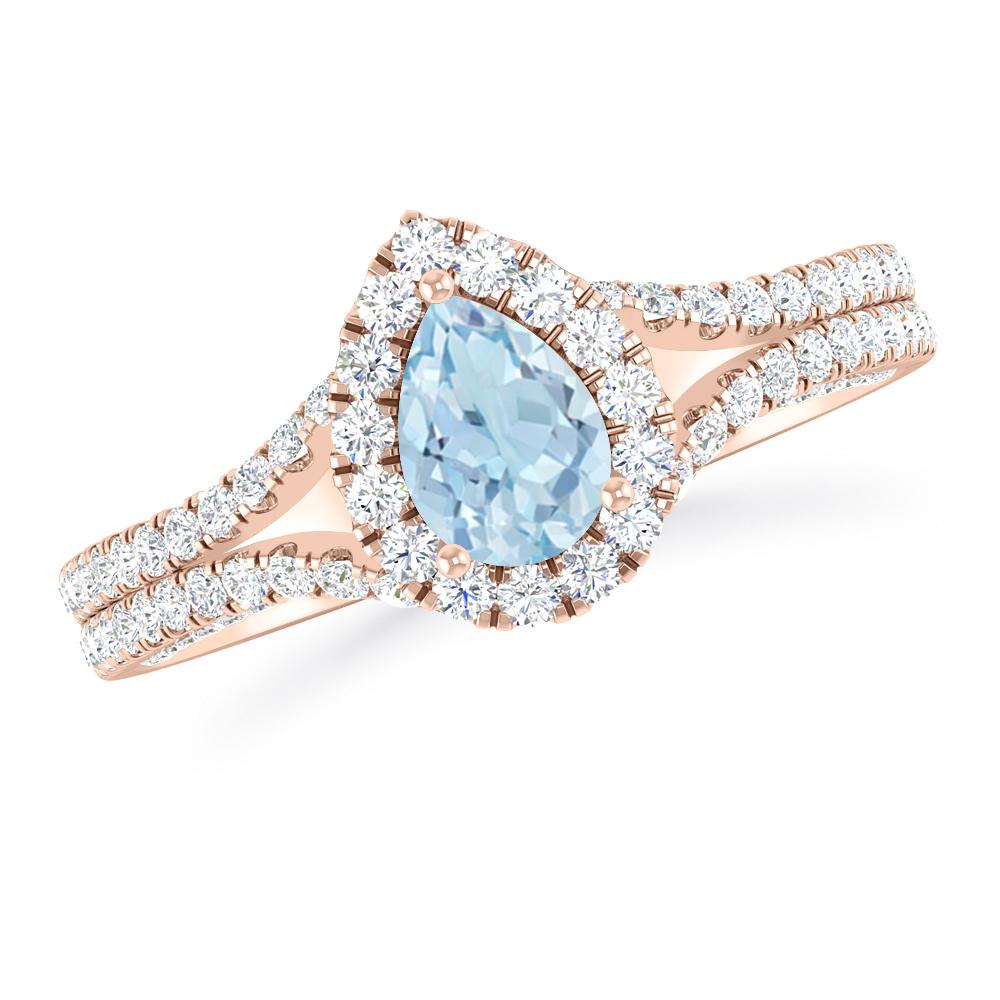 Rose Gold - Aquamarine