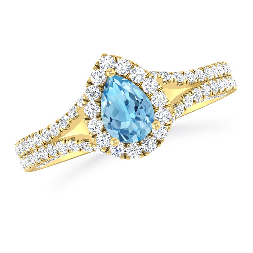 Yellow Gold - Blue Topaz