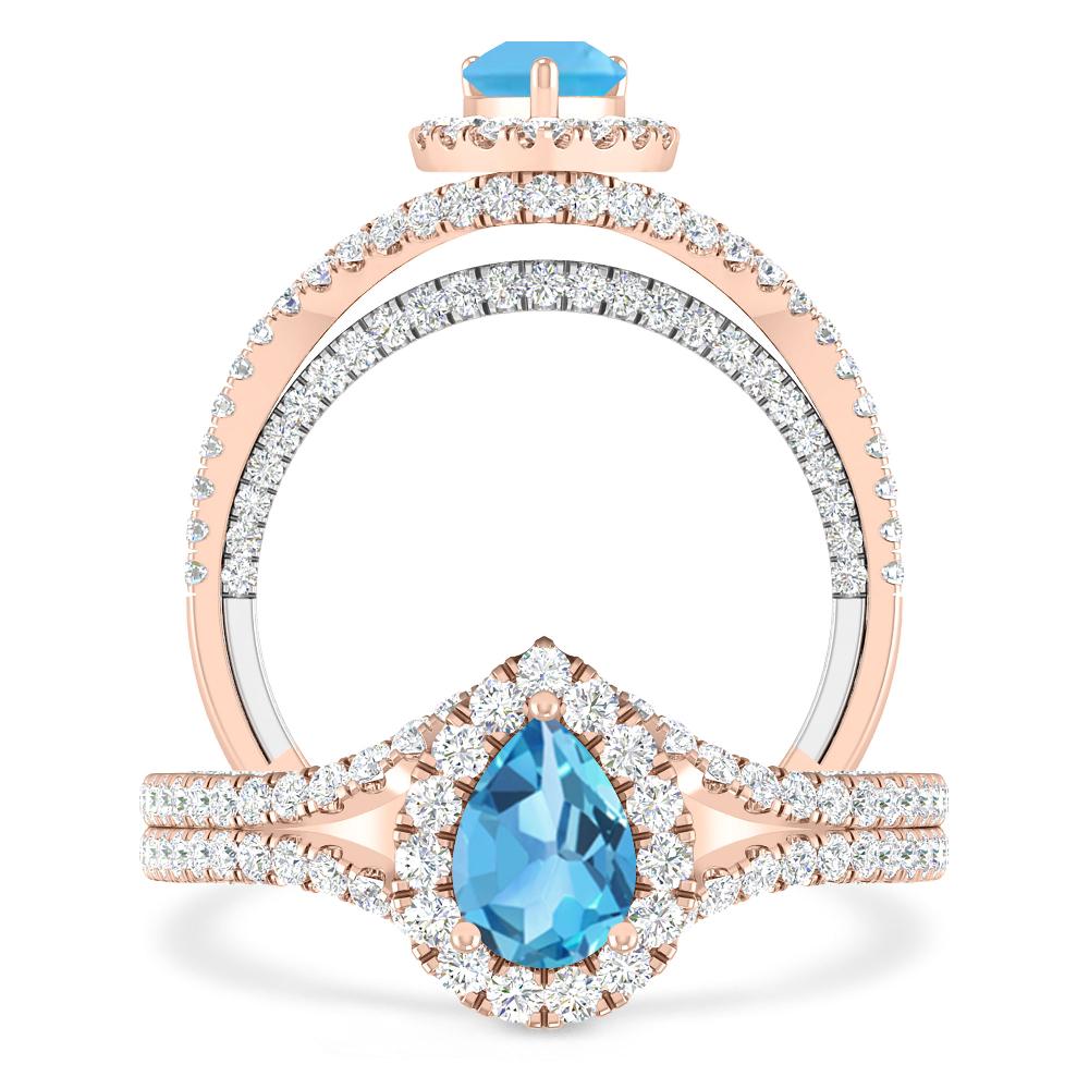 Rose Gold - Blue Topaz