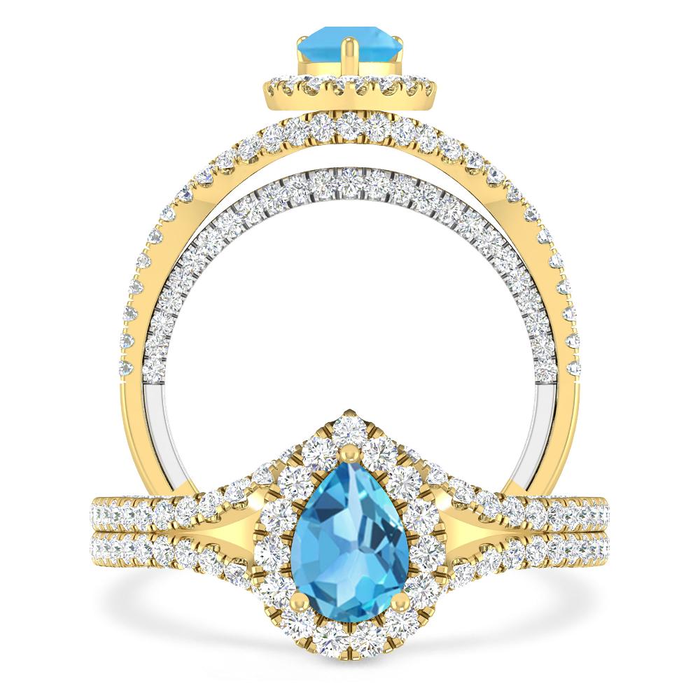 Yellow Gold - Blue Topaz