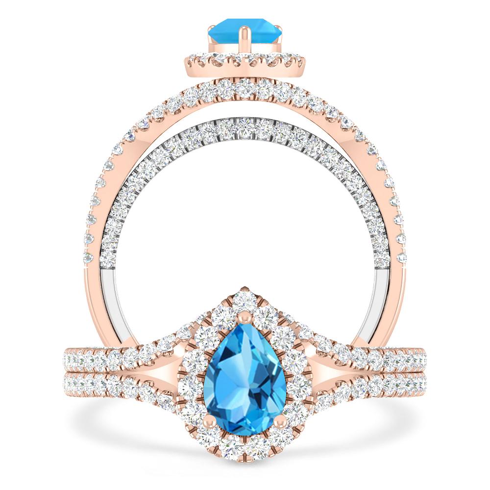 Rose Gold - Blue Topaz