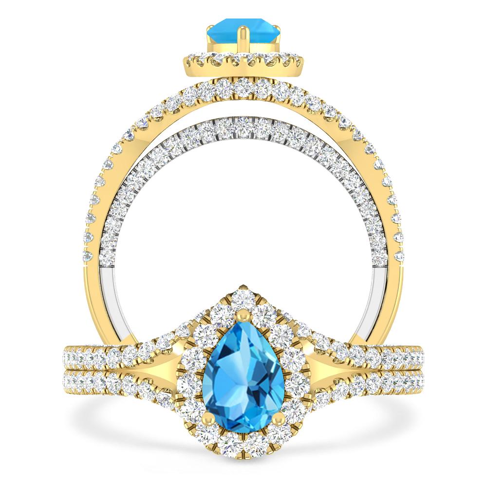 Yellow Gold - Blue Topaz