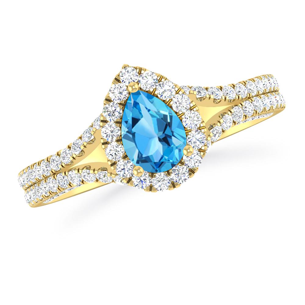 Yellow Gold - Blue Topaz