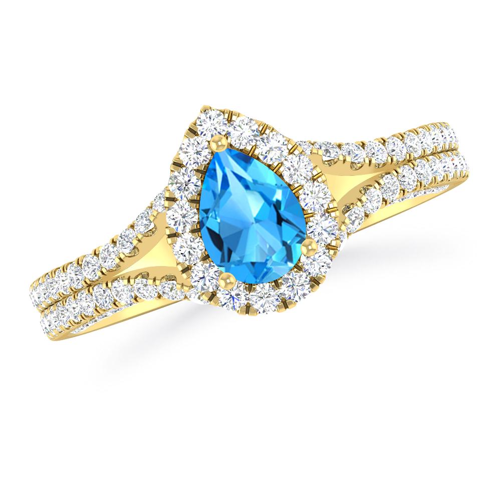 Yellow Gold - Blue Topaz