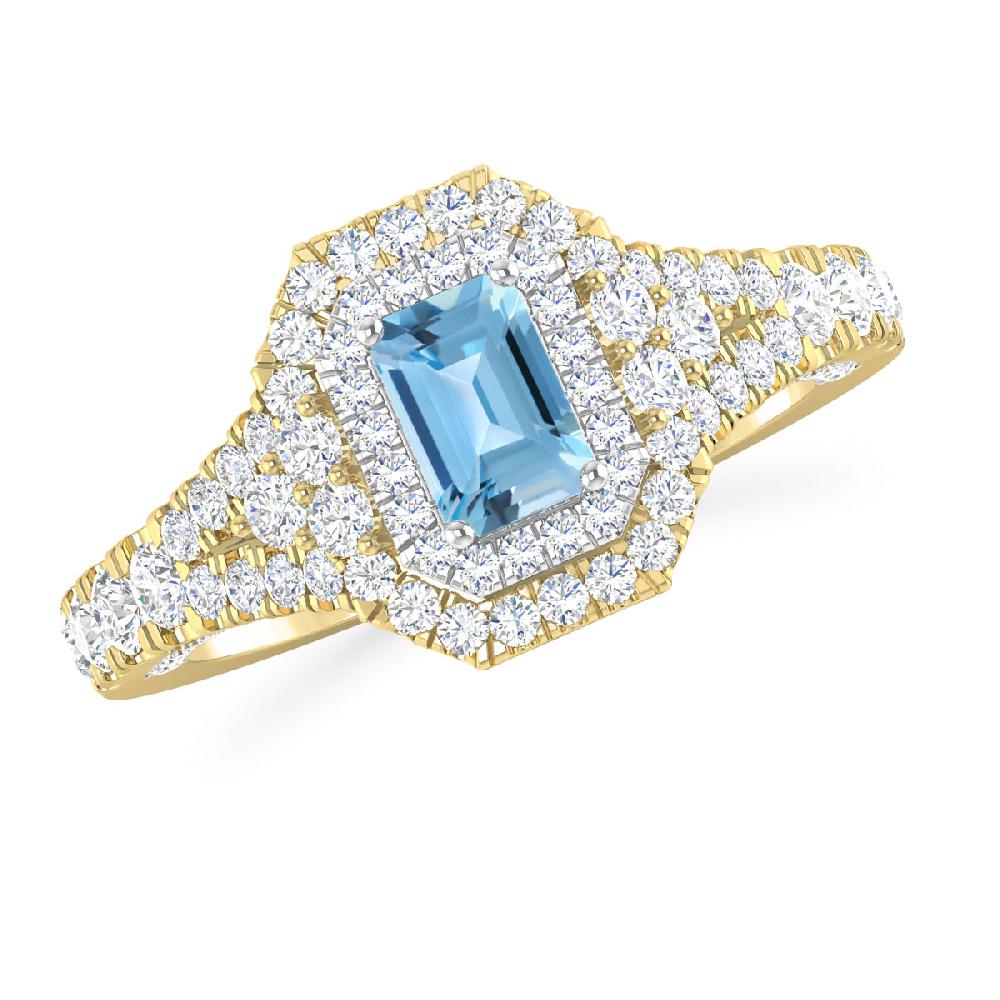 Yellow Gold - Blue Topaz