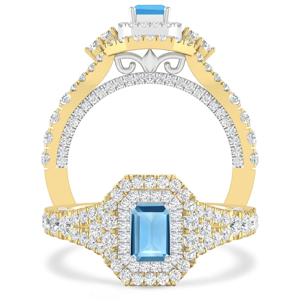 Yellow Gold - Blue Topaz