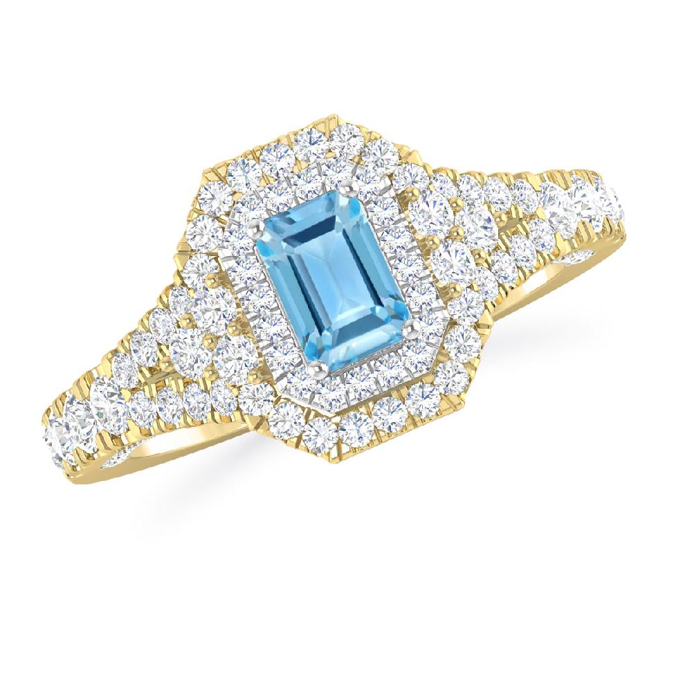 Yellow Gold - Blue Topaz