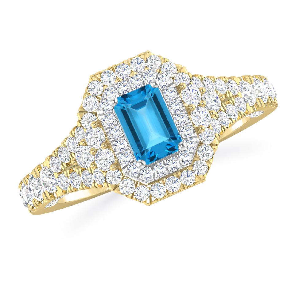 Yellow Gold - Blue Topaz