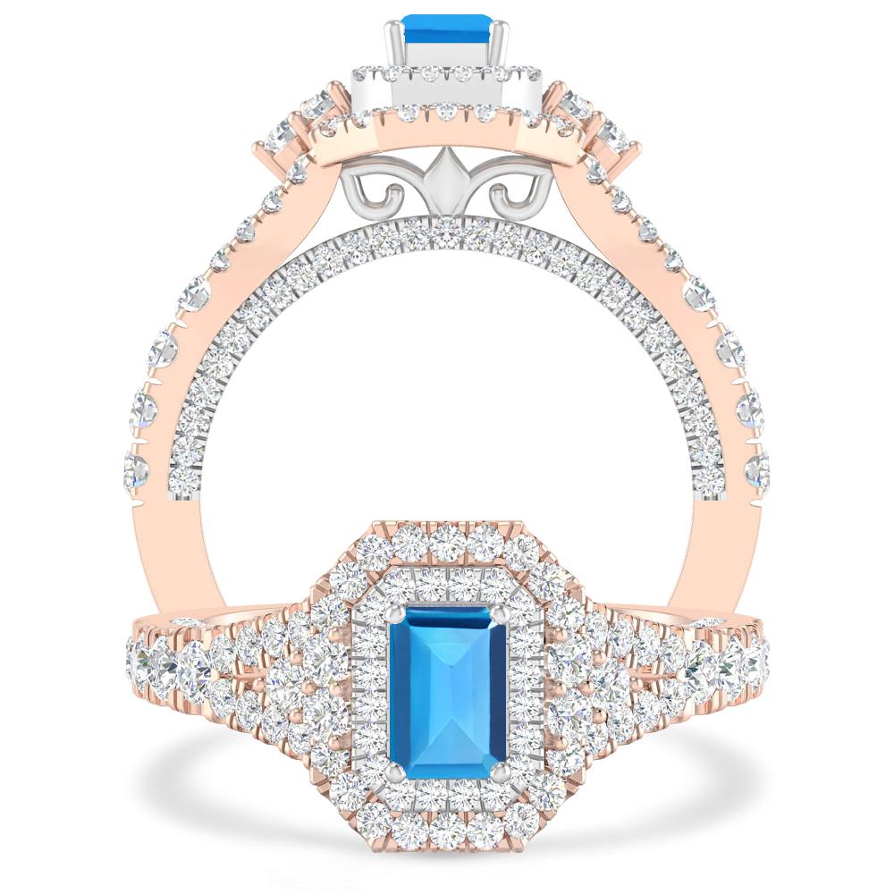 Rose Gold - Blue Topaz