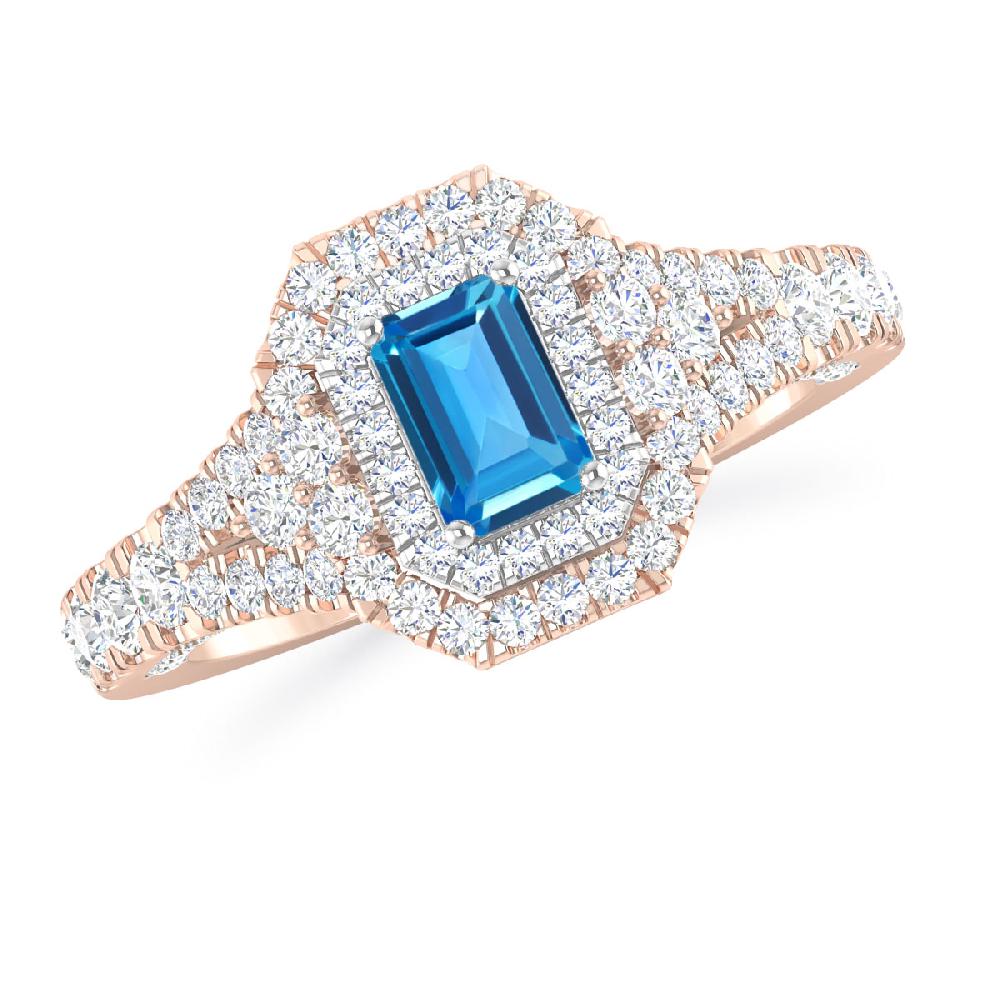 Rose Gold - Blue Topaz