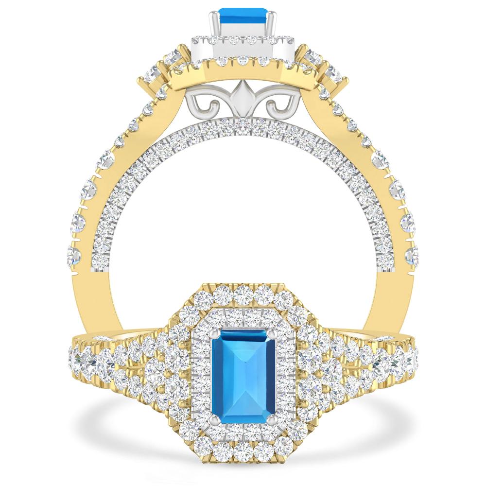 Yellow Gold - Blue Topaz