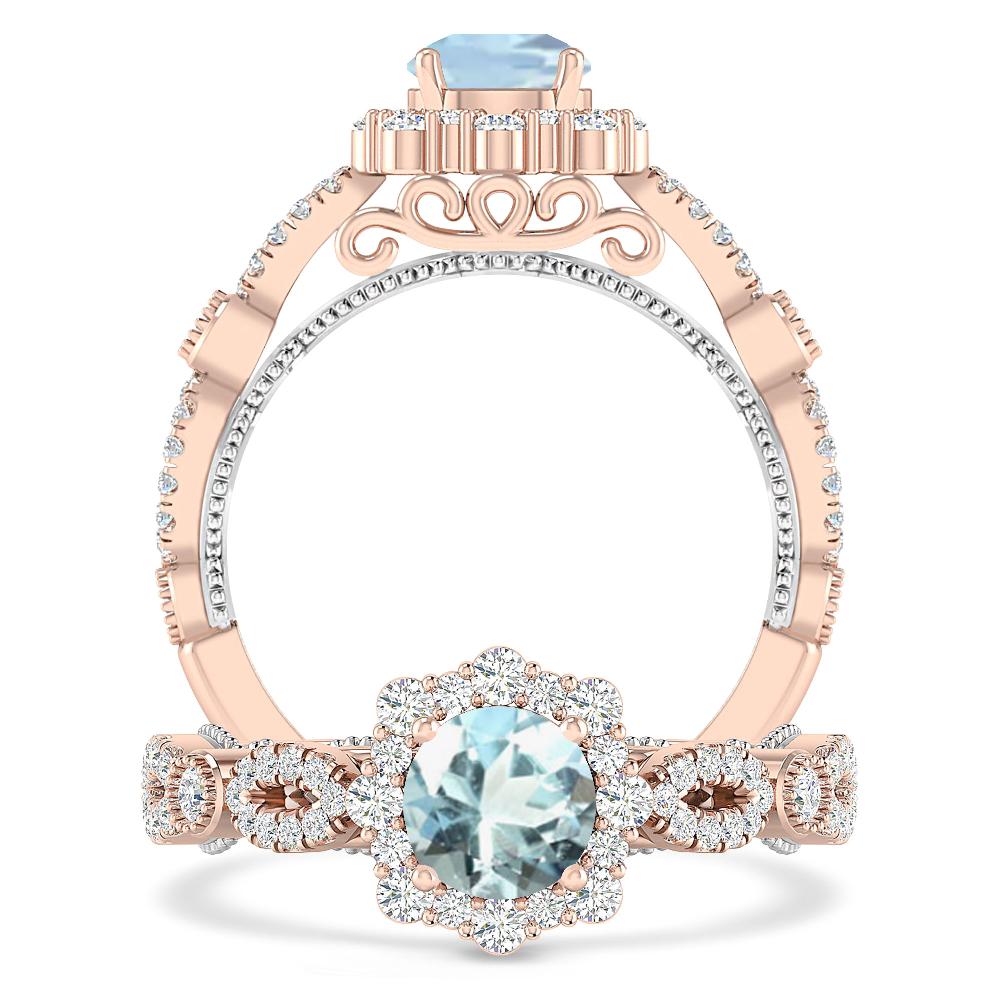 Rose Gold - Aquamarine