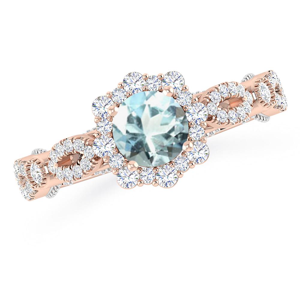 Rose Gold - Aquamarine