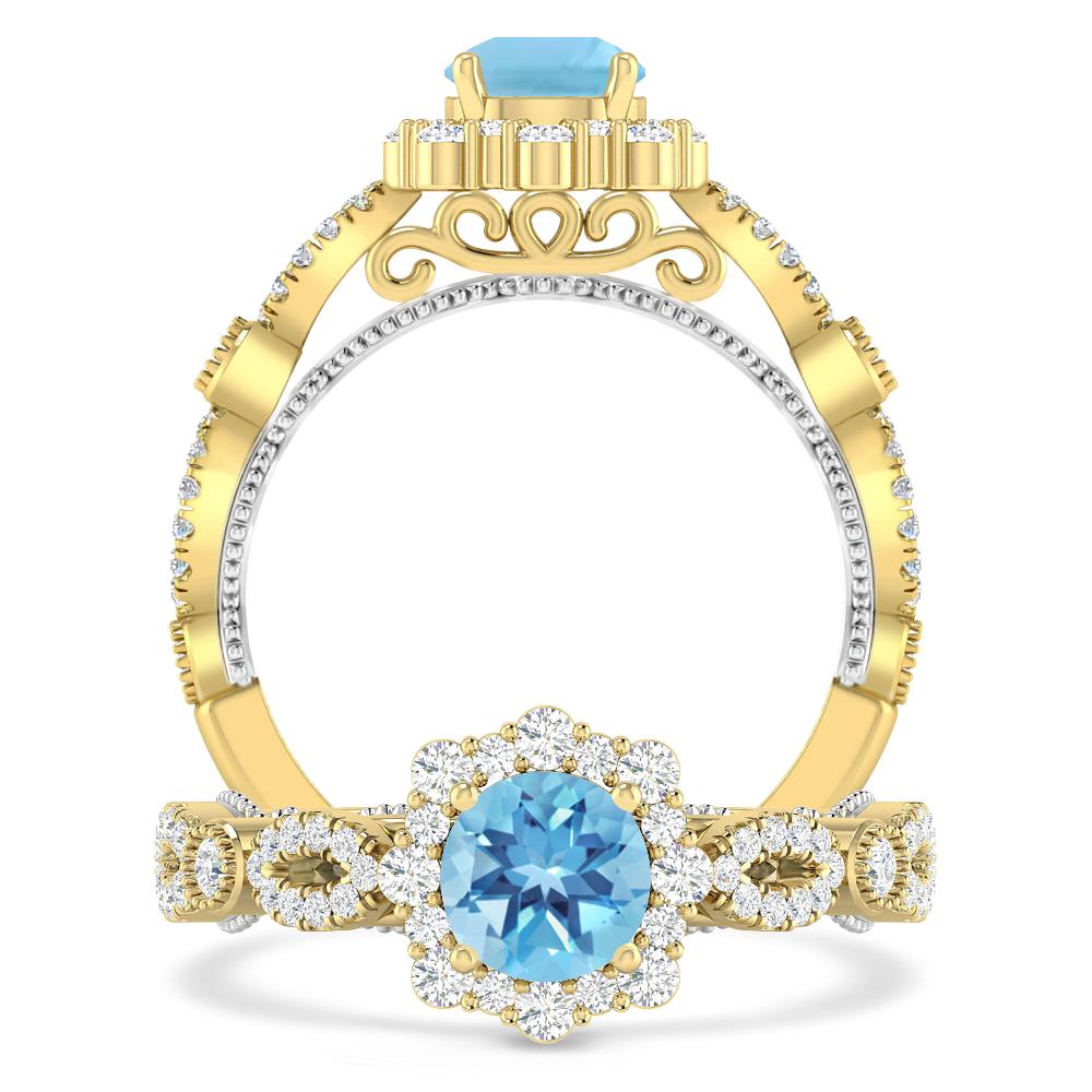 Yellow Gold - Blue Topaz