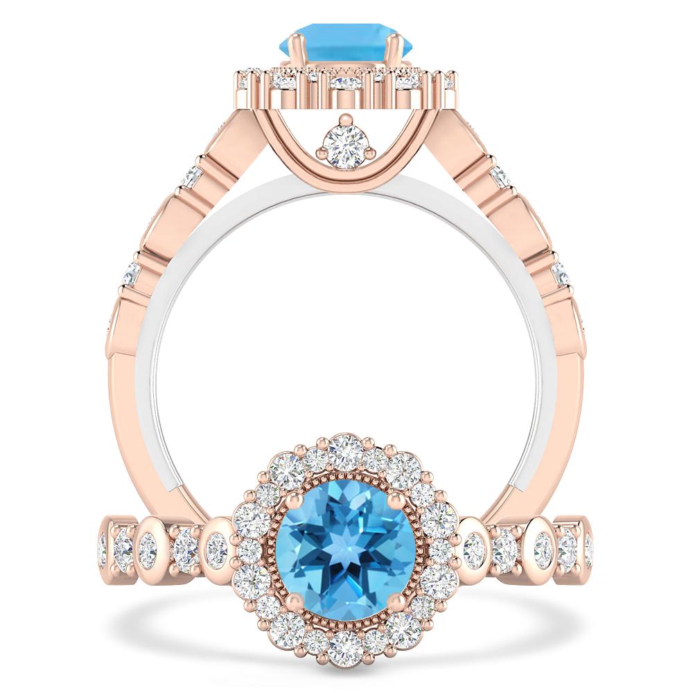 Rose Gold - Blue Topaz