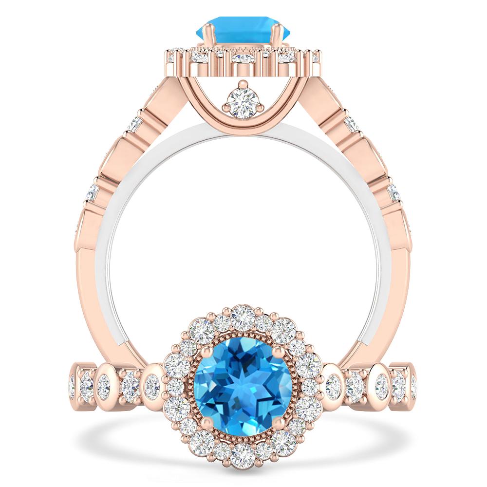 Rose Gold - Blue Topaz